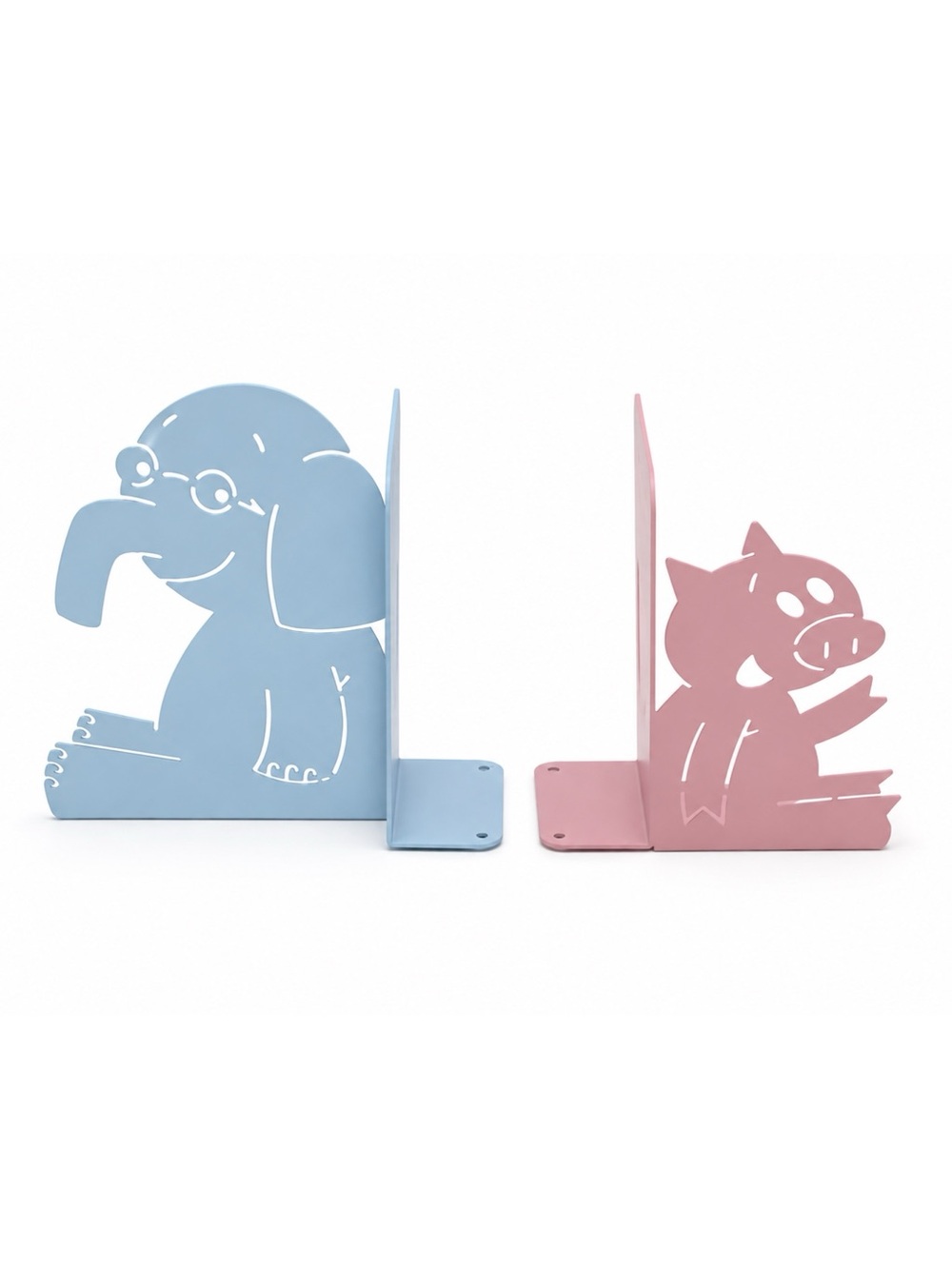 YOTTOY Elephant & Piggie Metal Bookends Blue Pink Mo Willems Set
